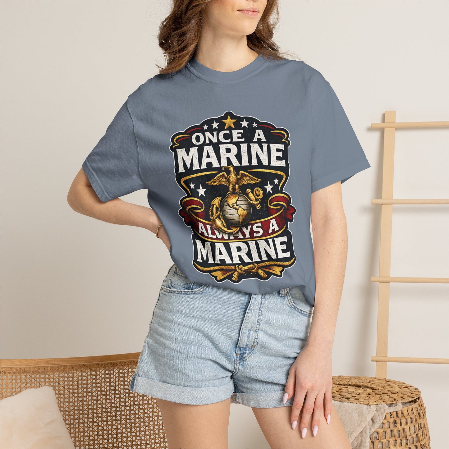 Marine Corps T-Shirt — "Once a Marine, Always a Marine" Emblem Tee