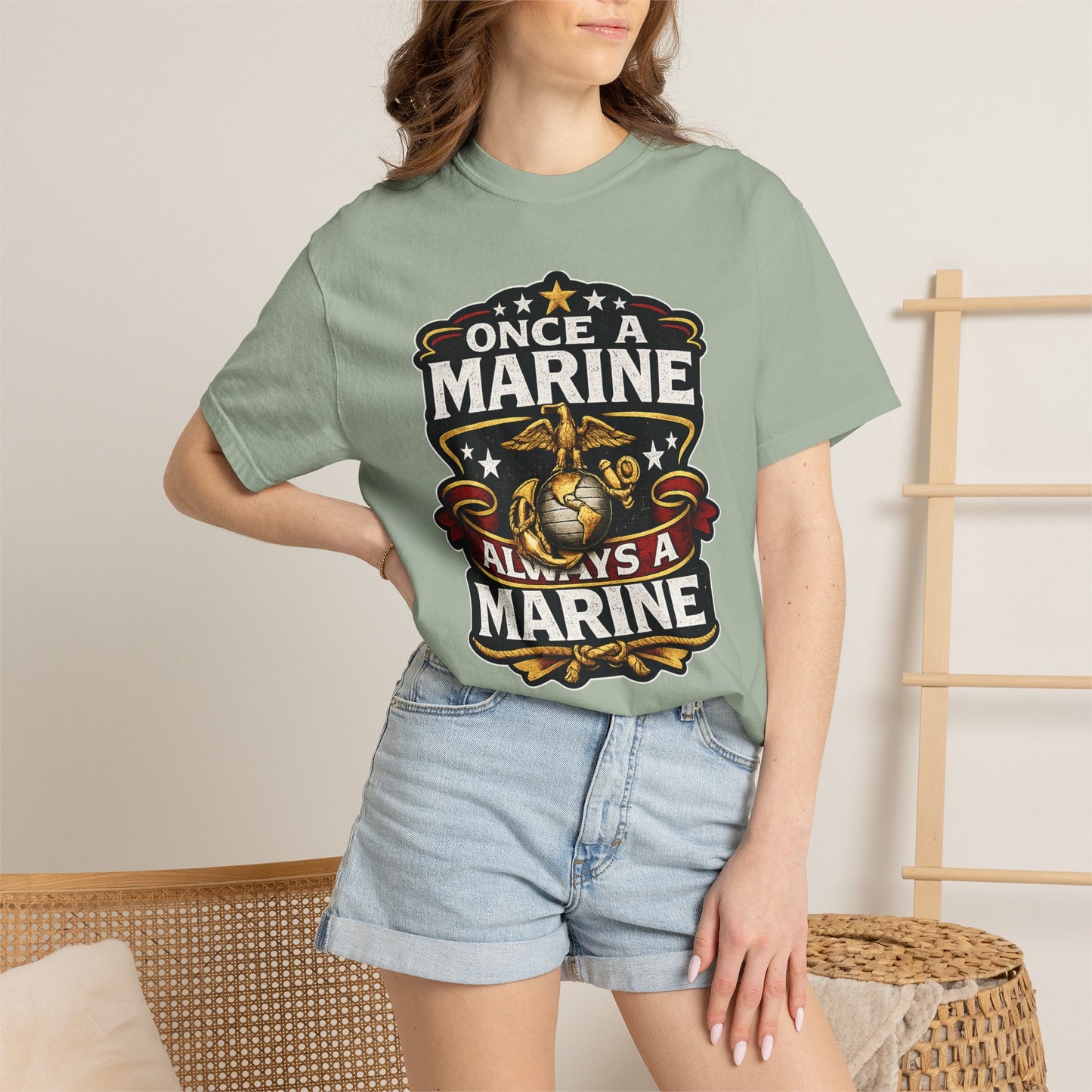 Marine Corps T-Shirt — "Once a Marine, Always a Marine" Emblem Tee
