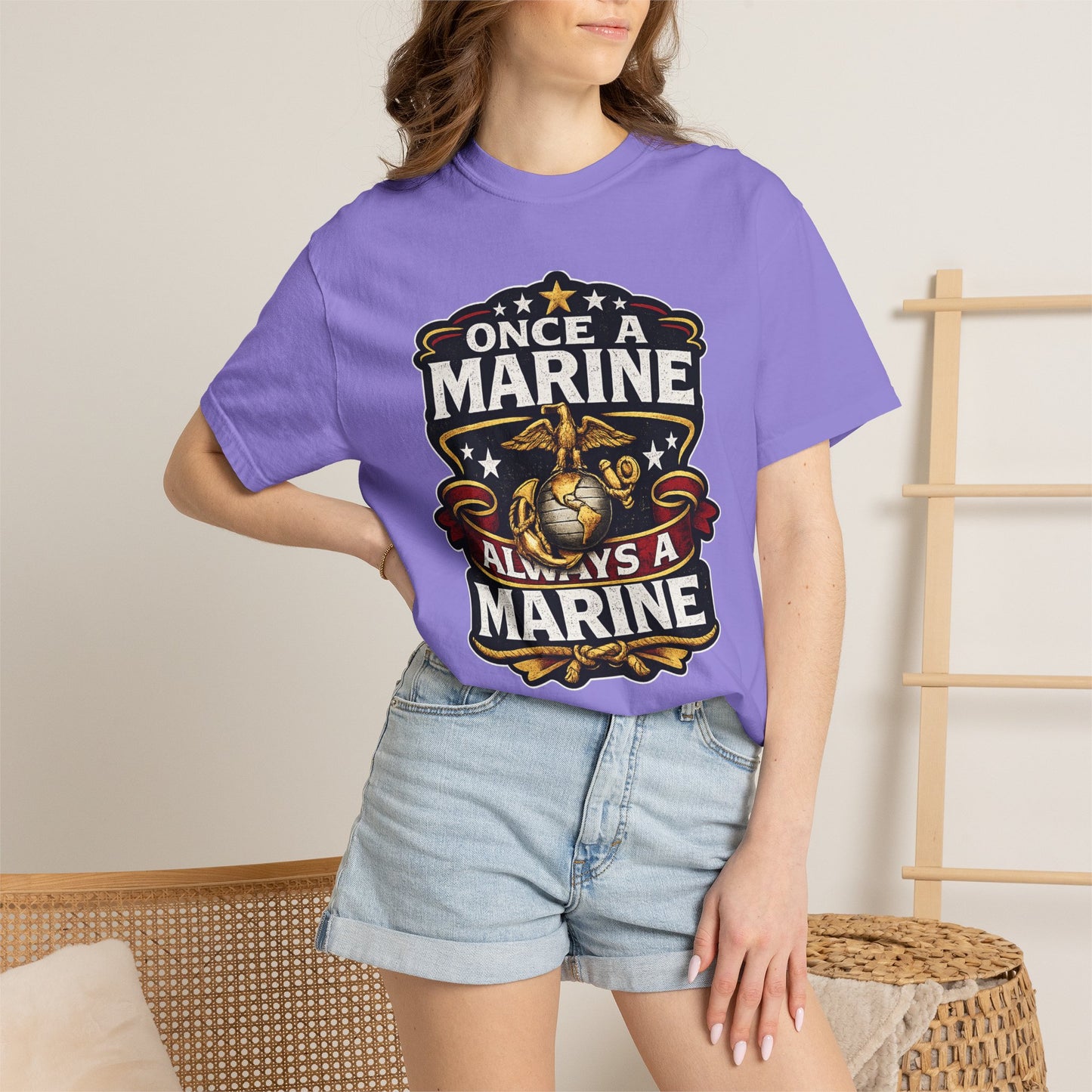 Marine Corps T-Shirt — "Once a Marine, Always a Marine" Emblem Tee