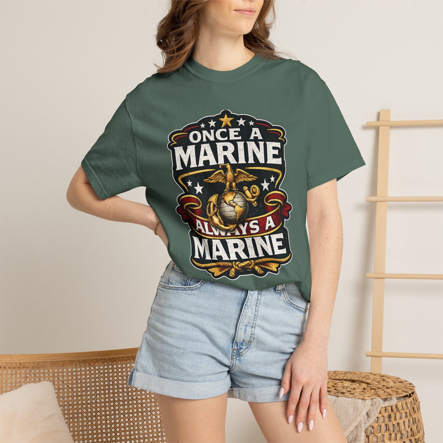 Marine Corps T-Shirt — "Once a Marine, Always a Marine" Emblem Tee