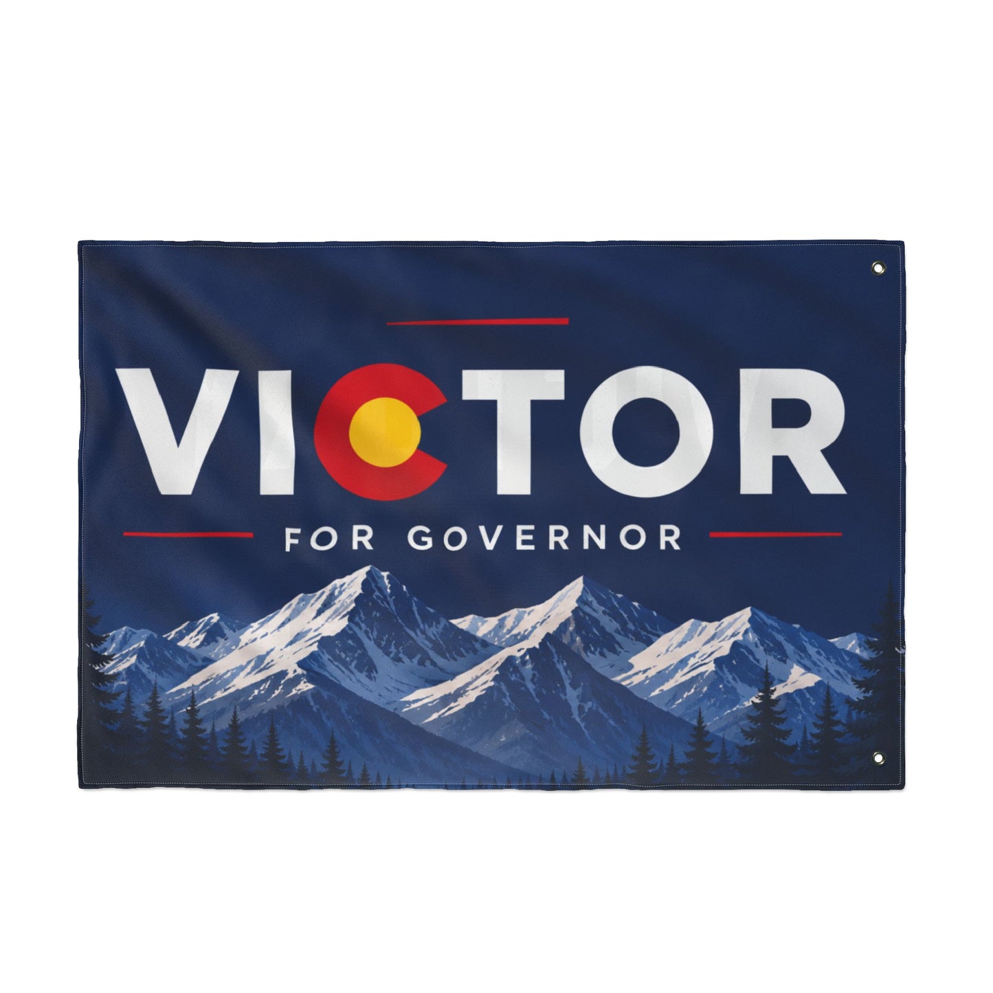 2 image VICTORY FOR CO Double Sided  Victor for Governor with Mountains Truck Flag — Campaign Banner