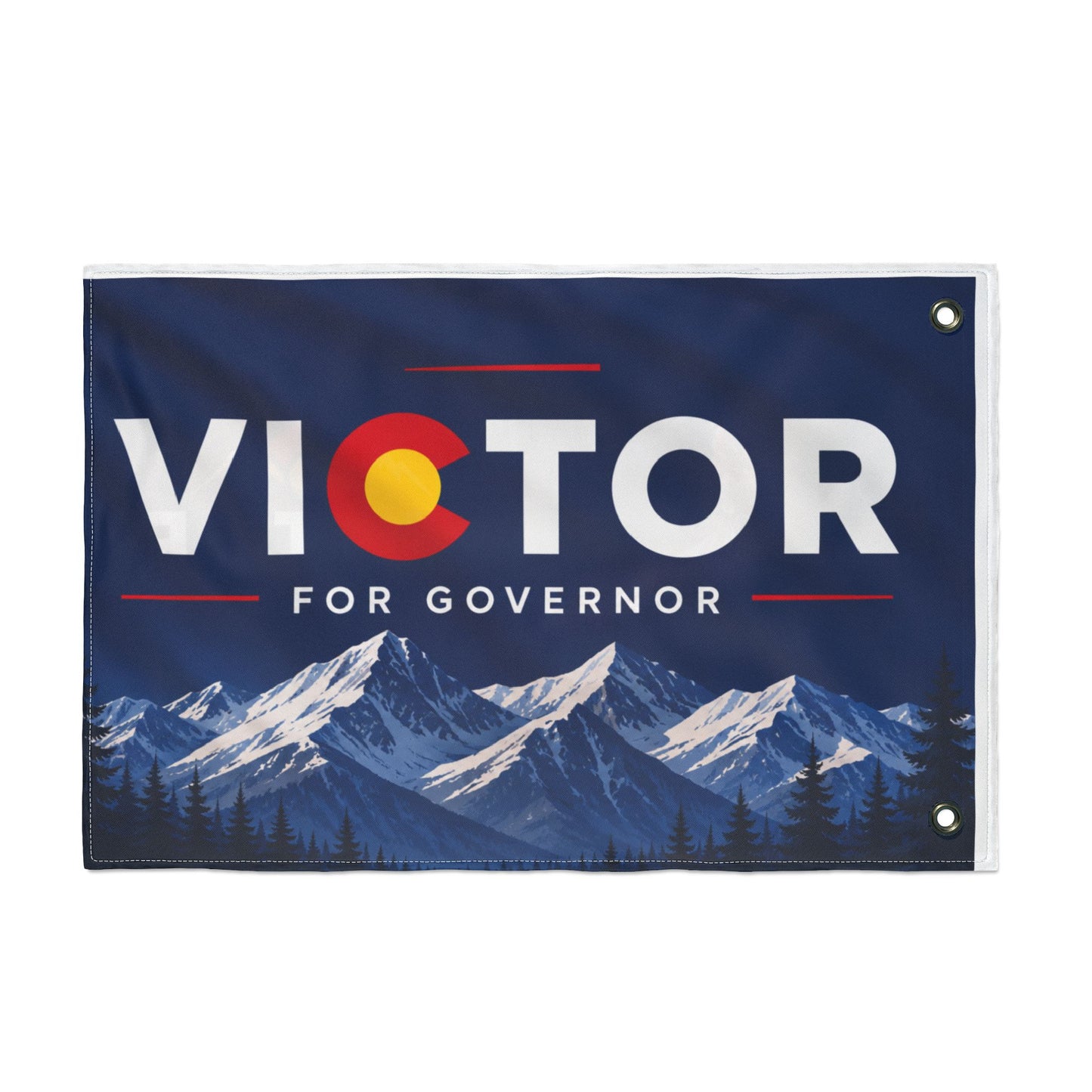 2 image Double Sided  Victor for Governor with Mountains Truck Flag — Campaign Banner