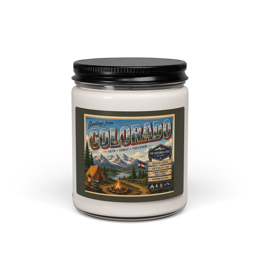 Colorado Cabin Scented Soy Candle — 9oz Rustic Mountain Campfire Fragrance