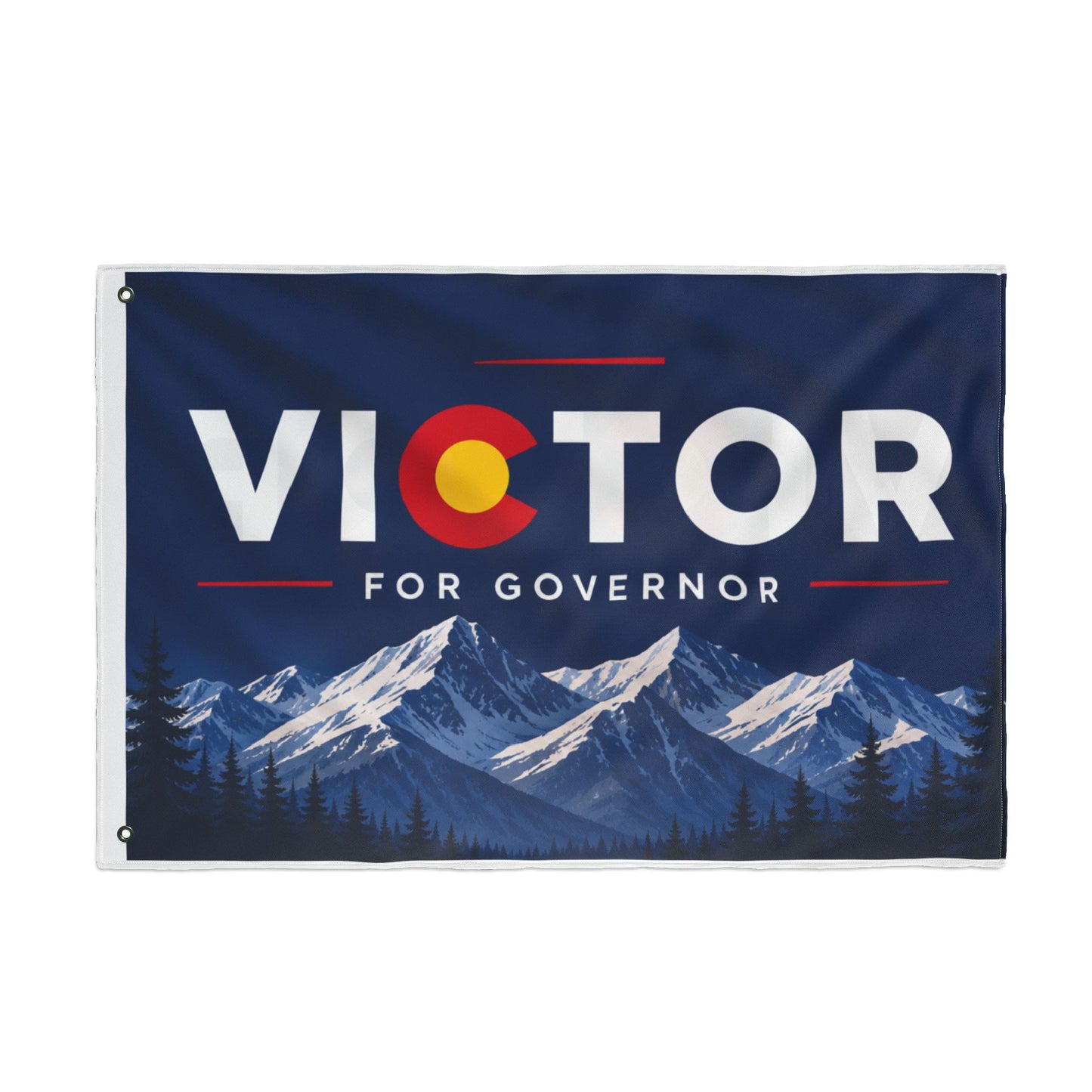 Victor for Governor with Mountains Truck Flag — Double-Sided Campaign Banner