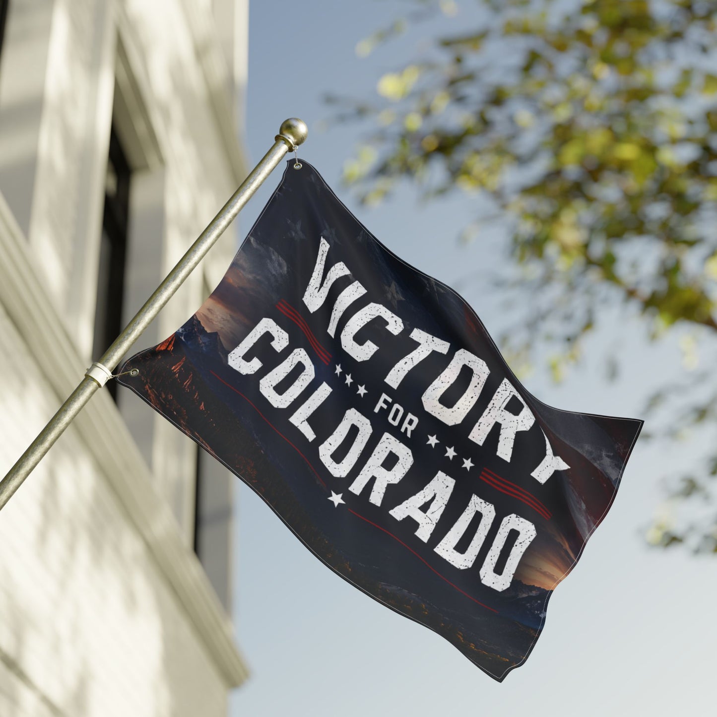 2 image VICTORY FOR CO Double Sided  Victor for Governor with Mountains Truck Flag — Campaign Banner