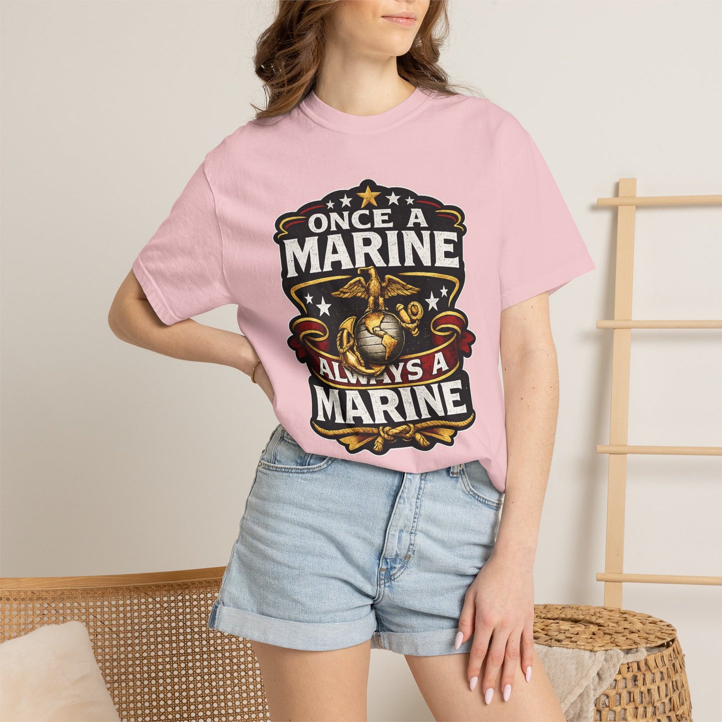 Marine Corps T-Shirt — "Once a Marine, Always a Marine" Emblem Tee