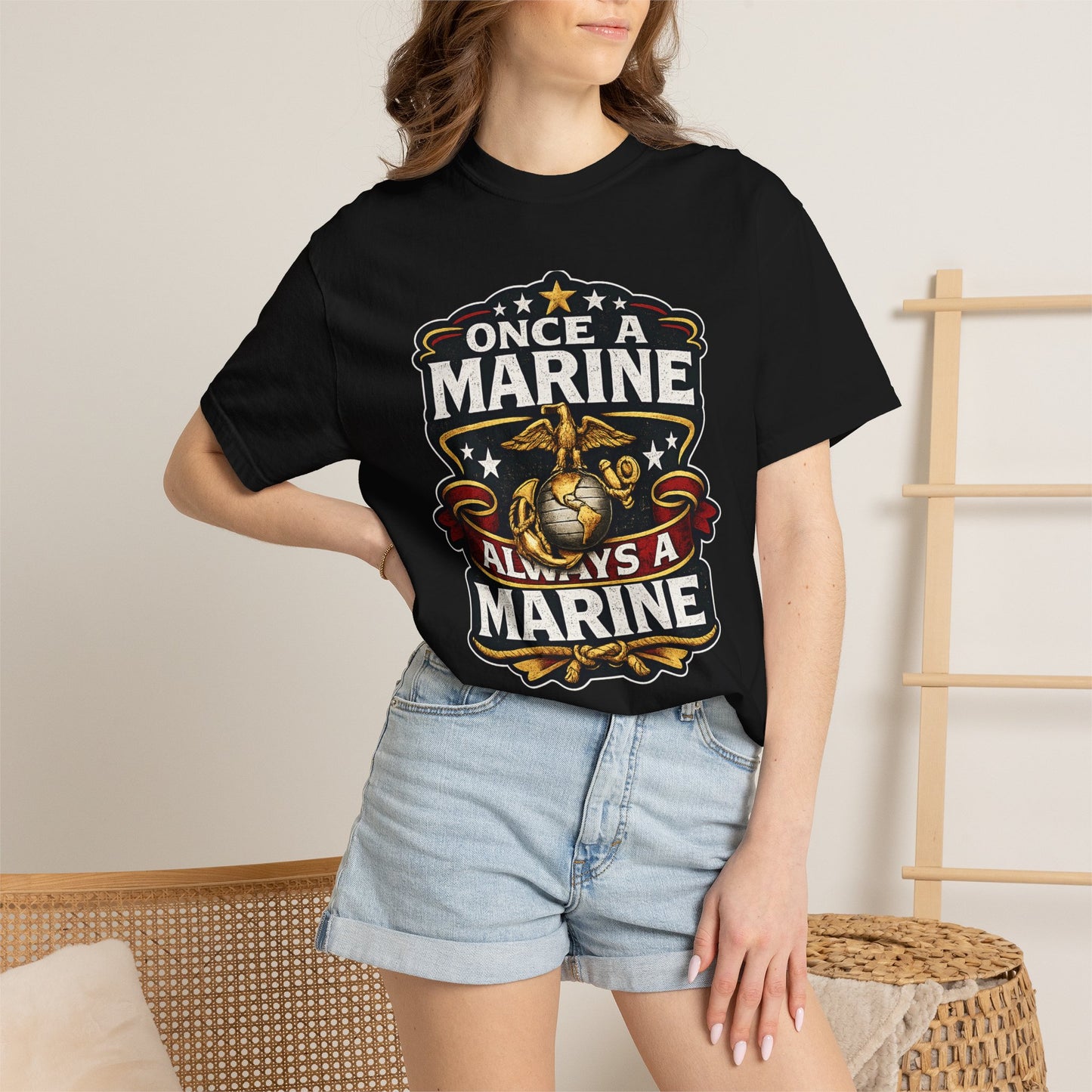 Marine Corps T-Shirt — "Once a Marine, Always a Marine" Emblem Tee