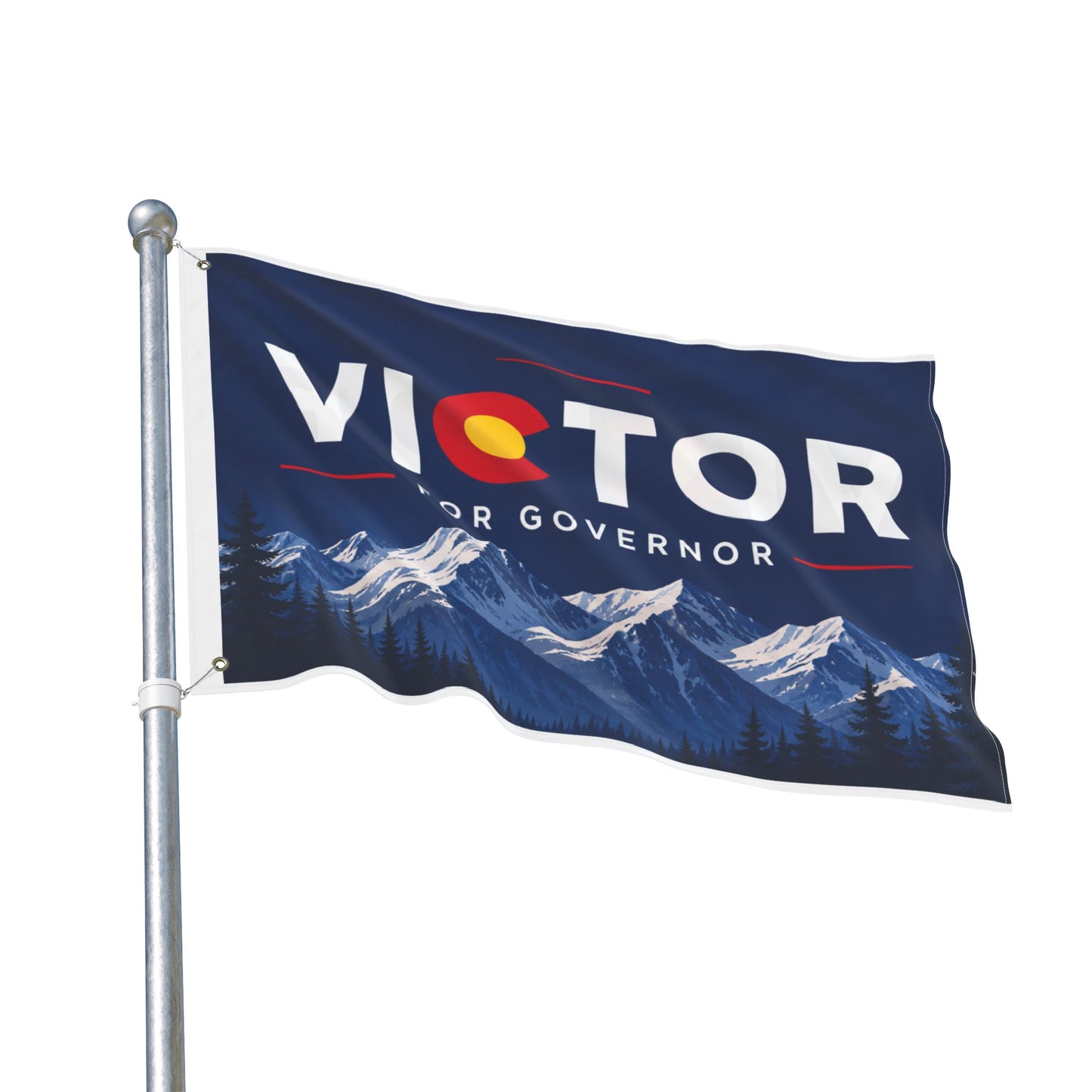 Victor for Governor with Mountains Truck Flag — Double-Sided Campaign Banner