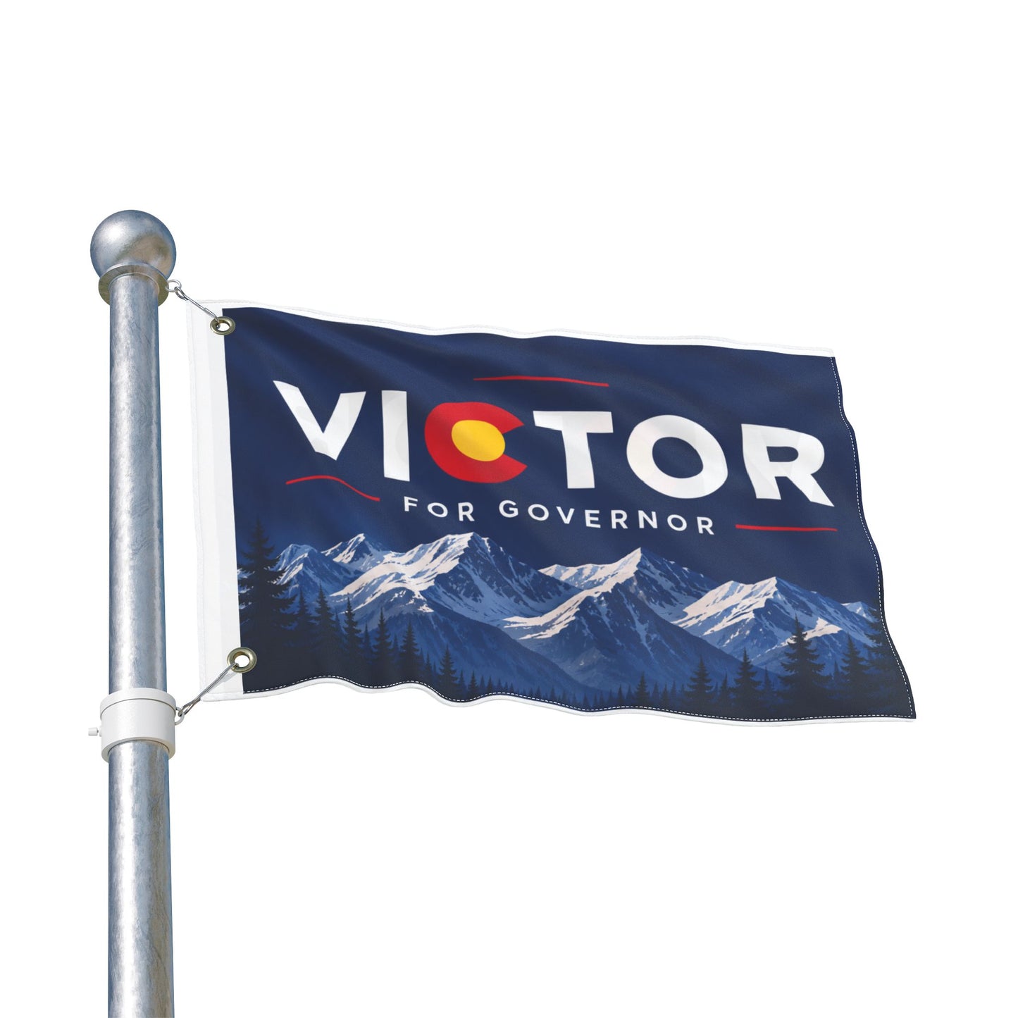 Victor for Governor with Mountains Truck Flag — Double-Sided Campaign Banner