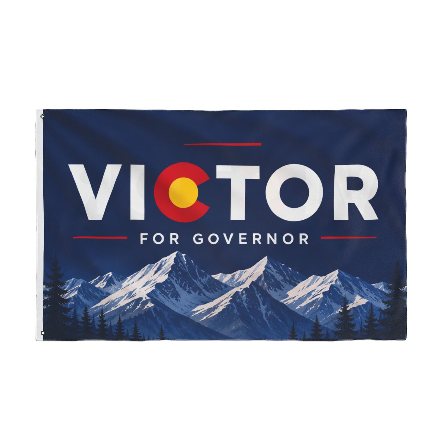 Victor for Governor with Mountains Truck Flag — Double-Sided Campaign Banner