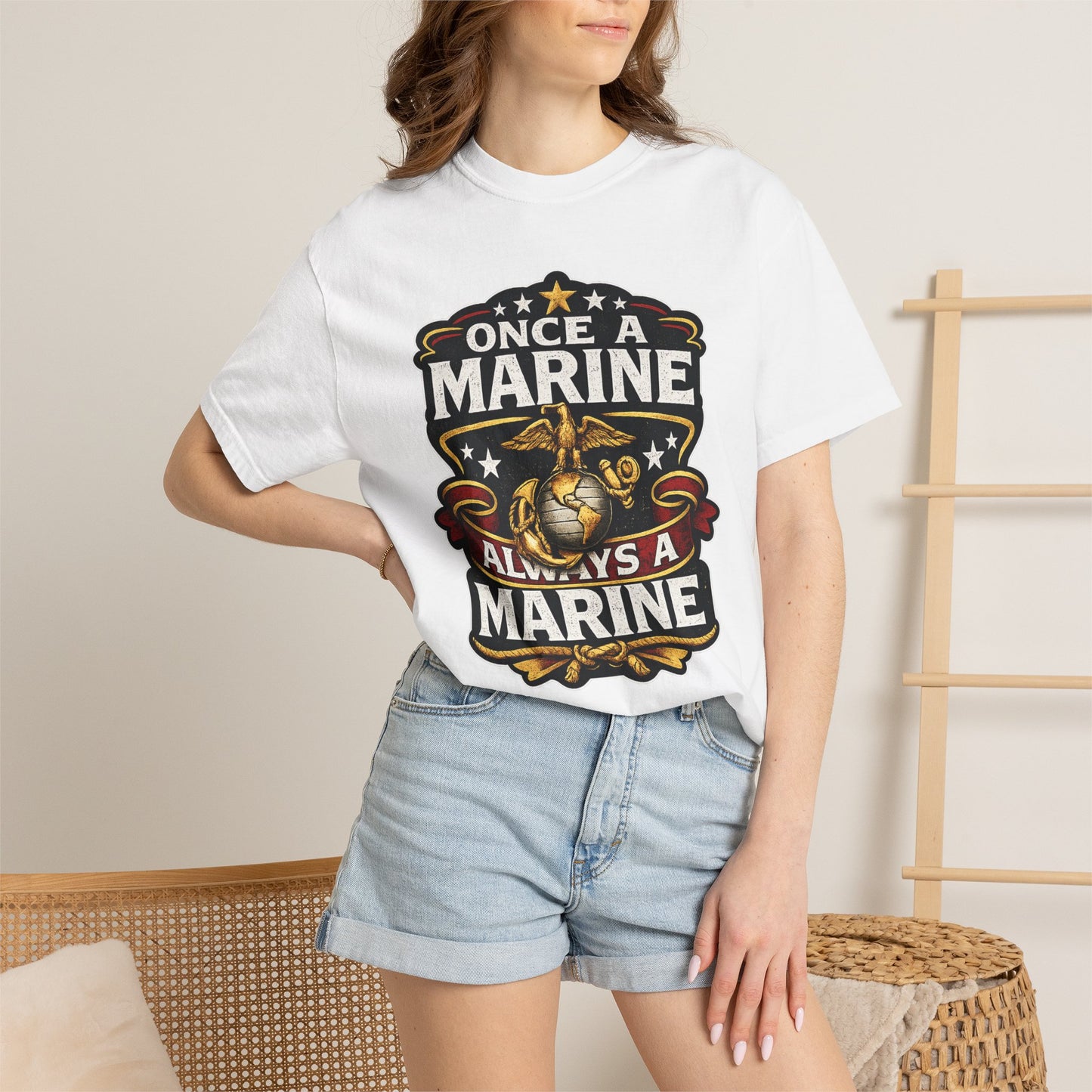 Marine Corps T-Shirt — "Once a Marine, Always a Marine" Emblem Tee
