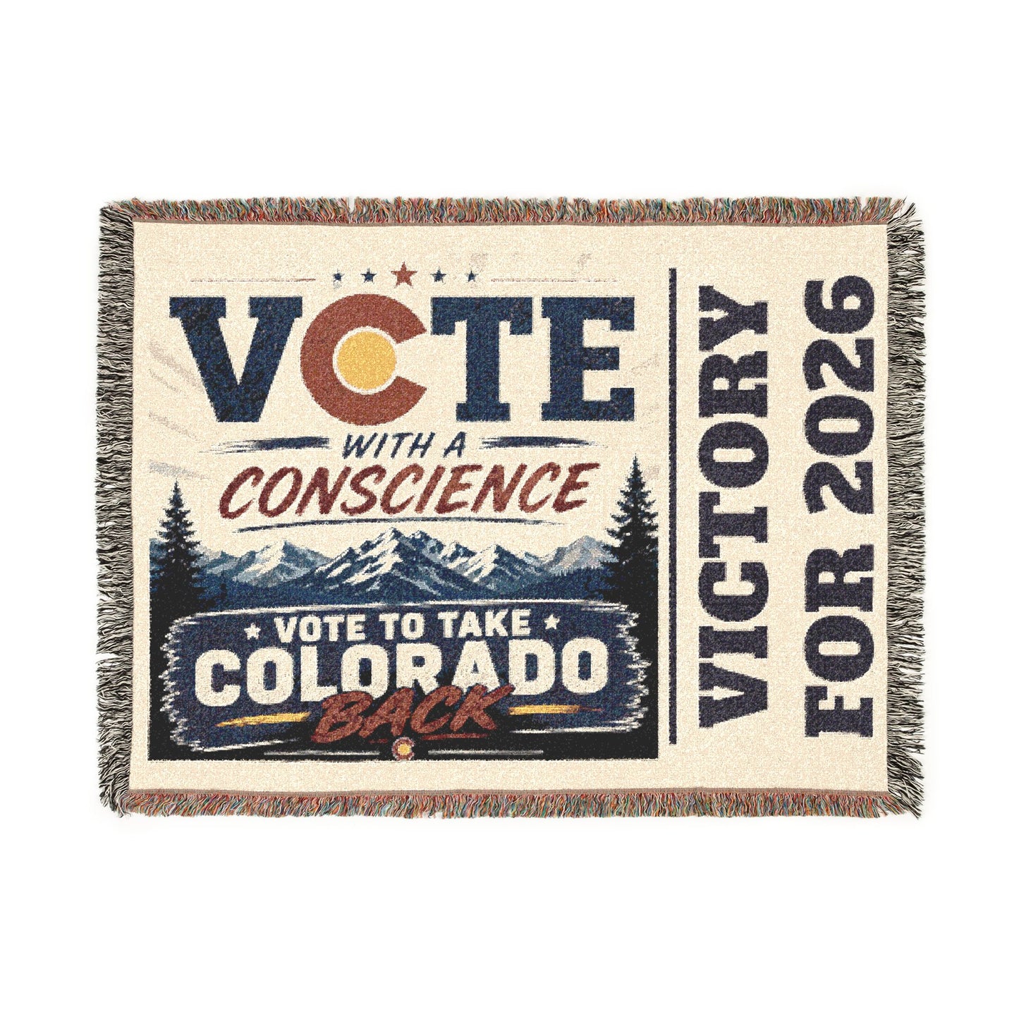 Vote with Conscience Colorado Woven Blanket — Victory for 2026 Political Throw