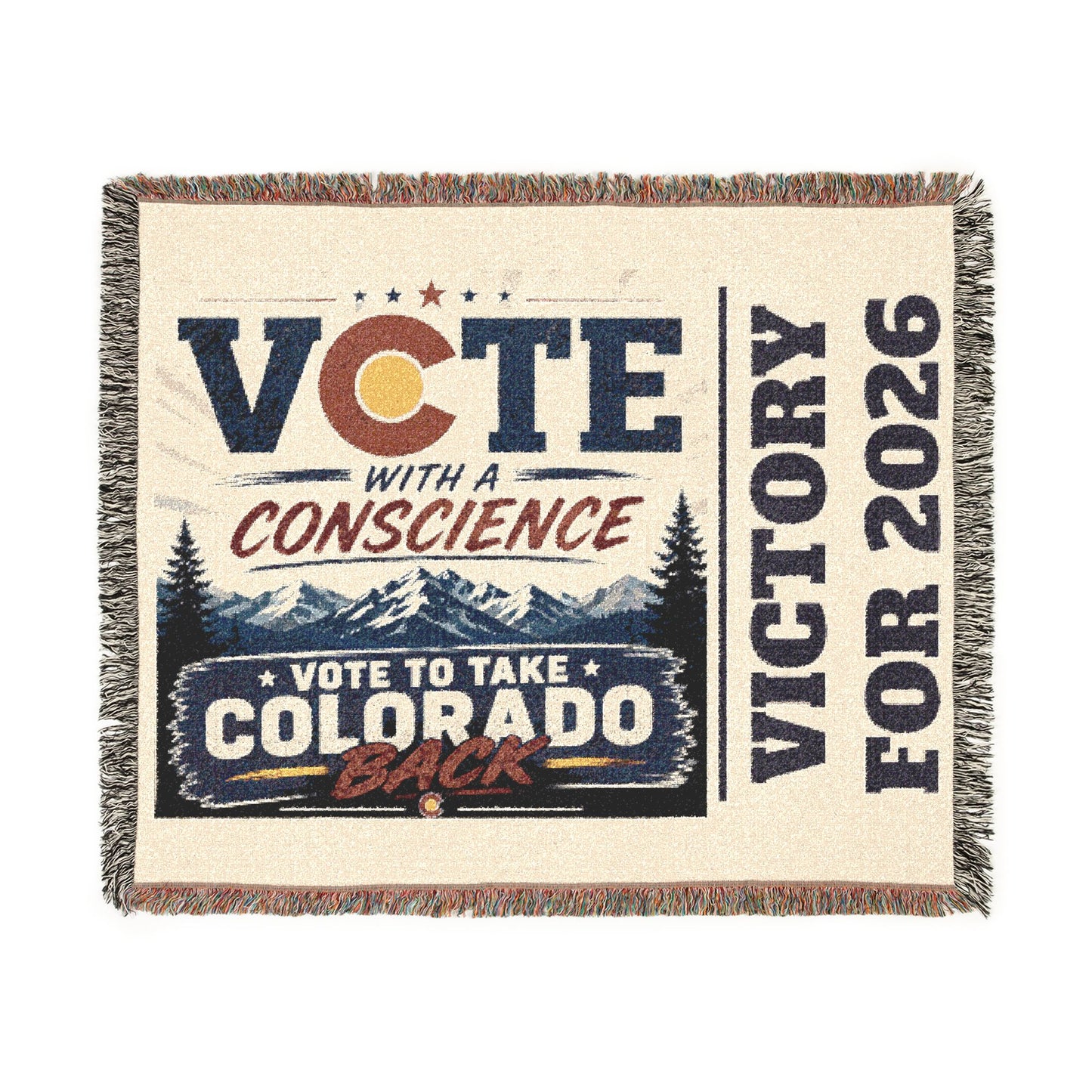 Vote with Conscience Colorado Woven Blanket — Victory for 2026 Political Throw