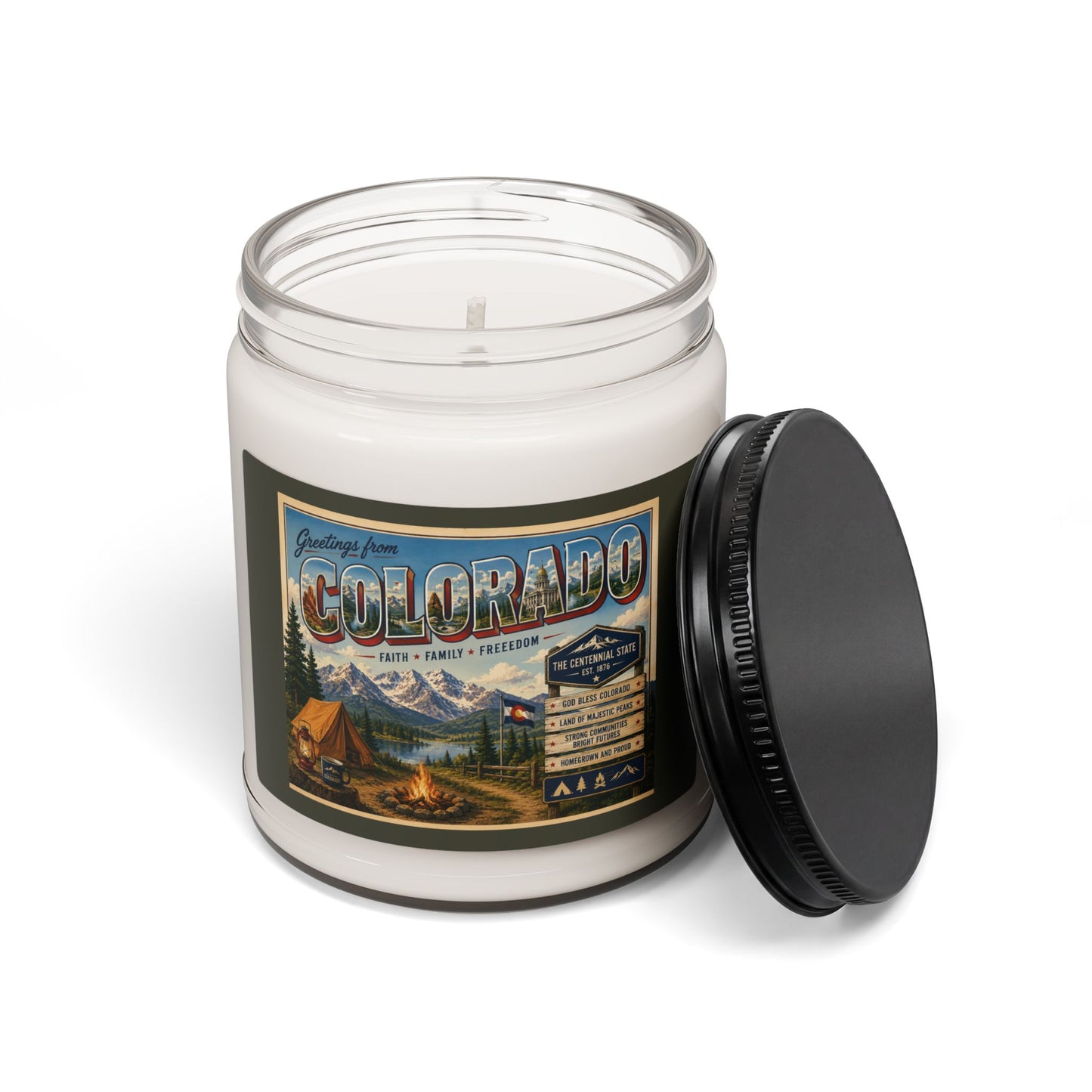 Colorado Cabin Scented Soy Candle — 9oz Rustic Mountain Campfire Fragrance