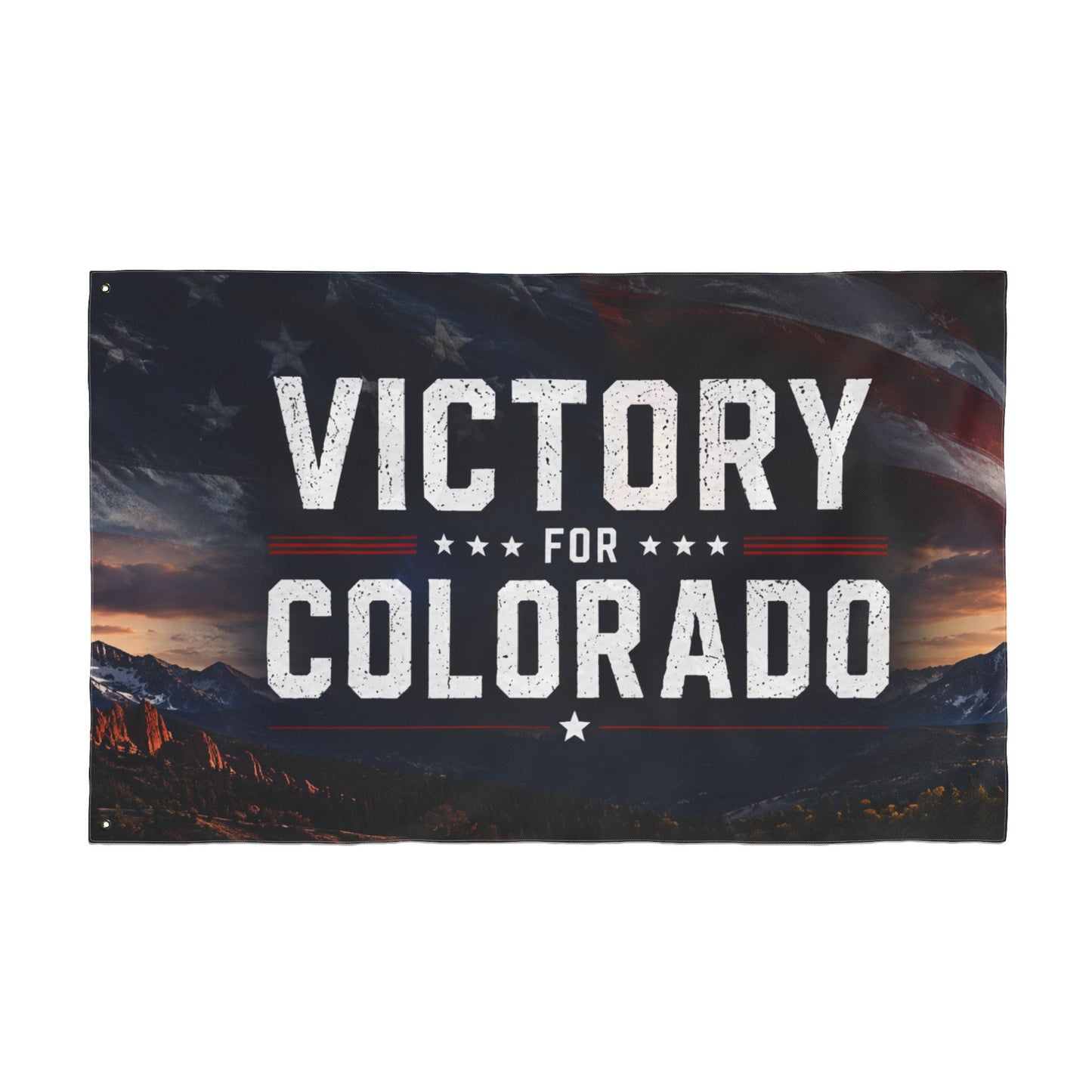 2 image VICTORY FOR CO Double Sided  Victor for Governor with Mountains Truck Flag — Campaign Banner