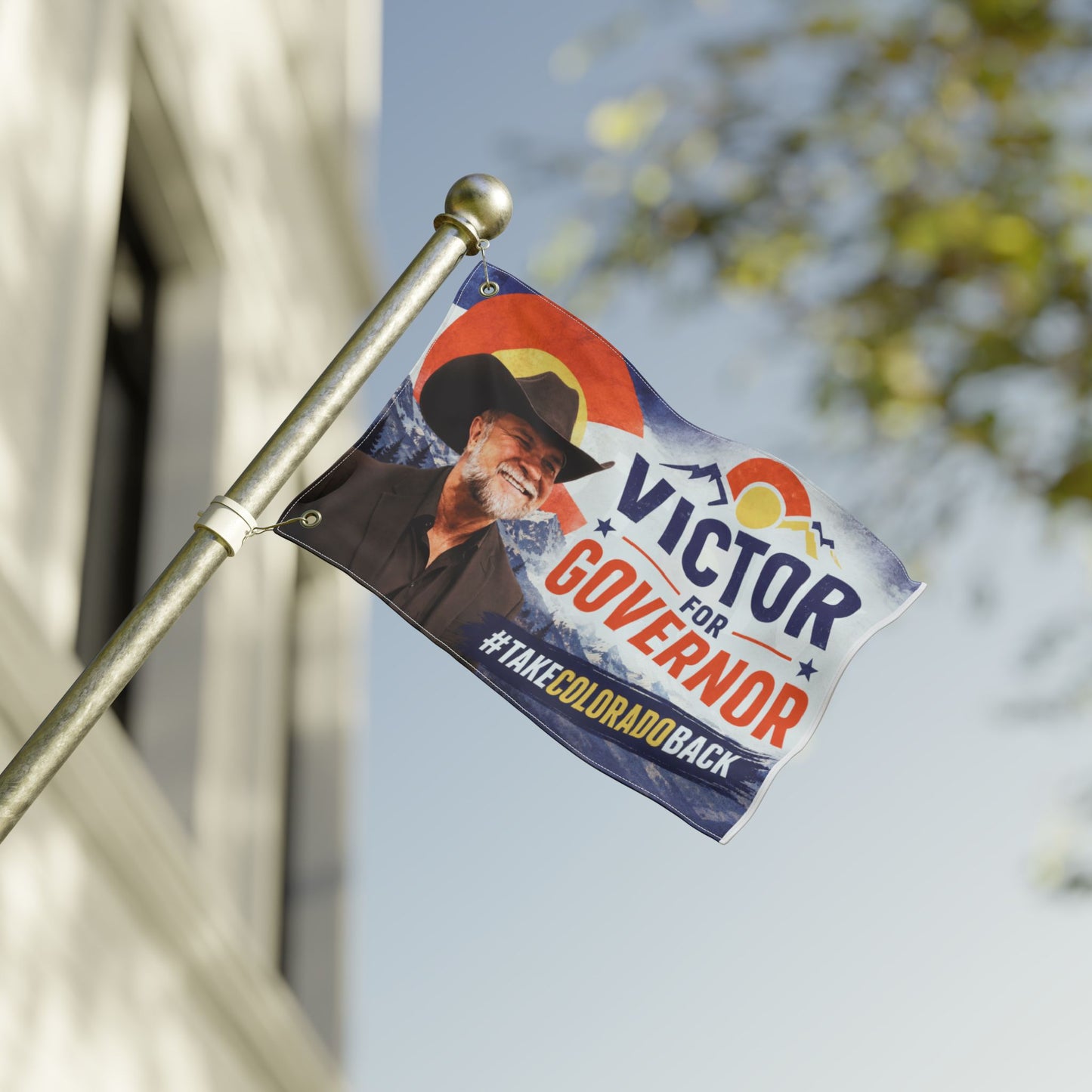Victor for Governor Double-Sided Flag — Political Campaign Flag