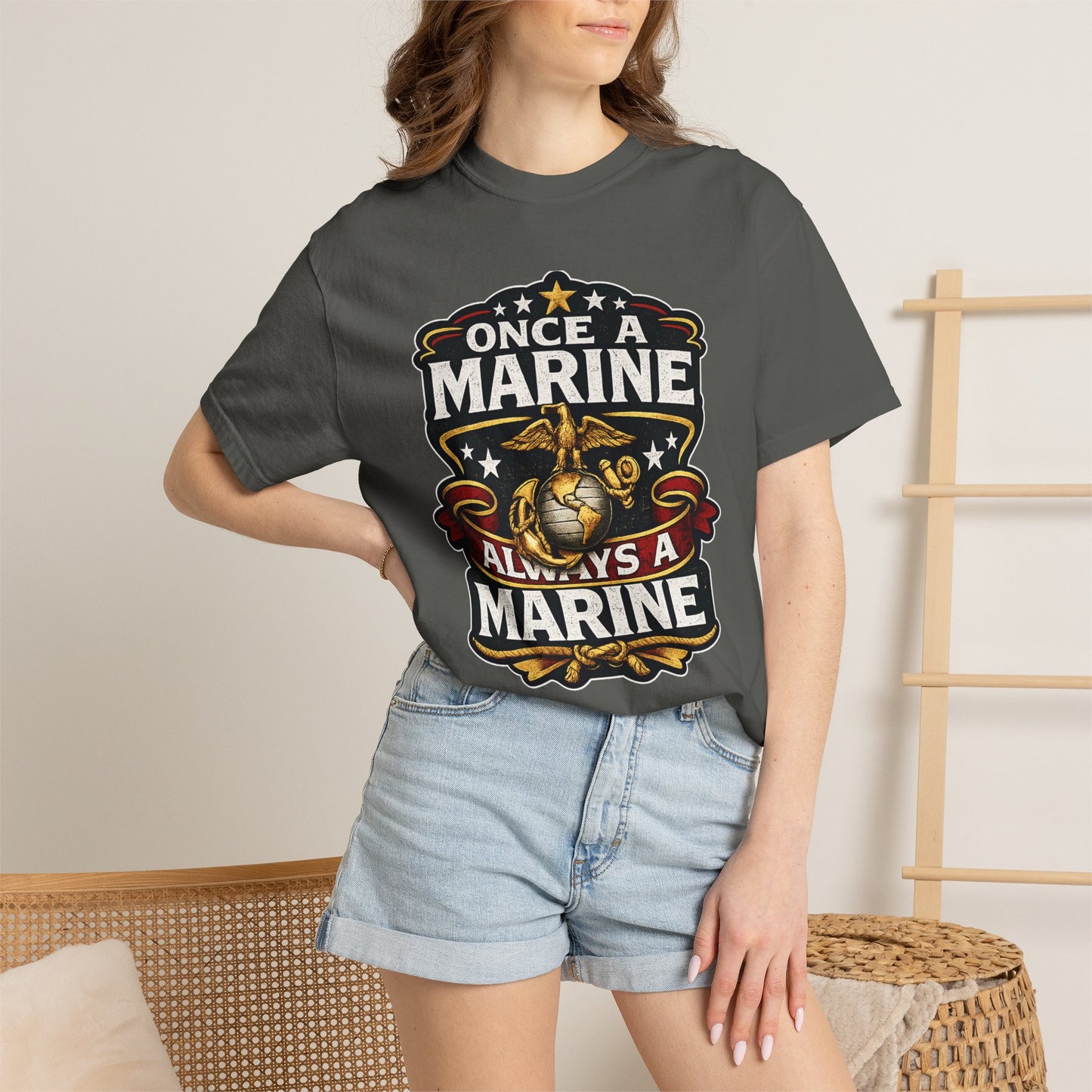 Marine Corps T-Shirt — "Once a Marine, Always a Marine" Emblem Tee