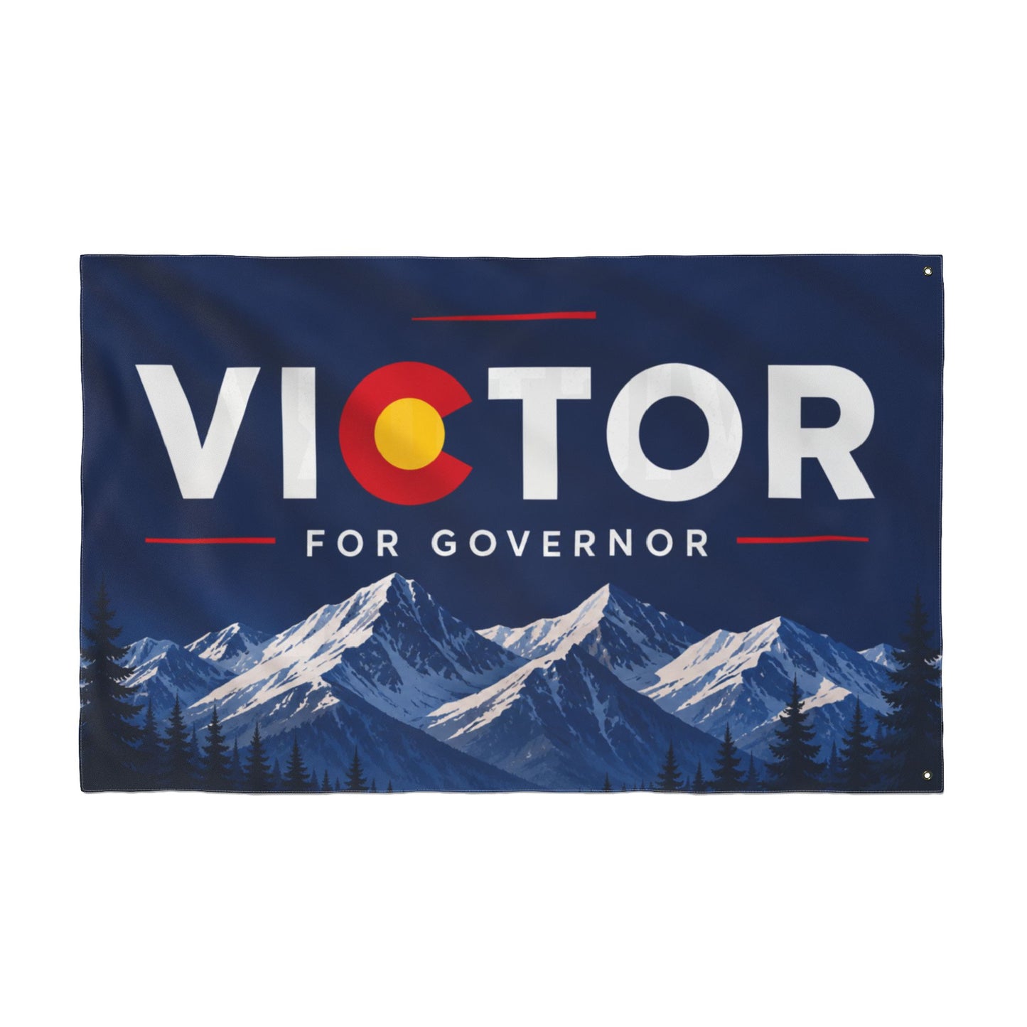 2 image VICTORY FOR CO Double Sided  Victor for Governor with Mountains Truck Flag — Campaign Banner