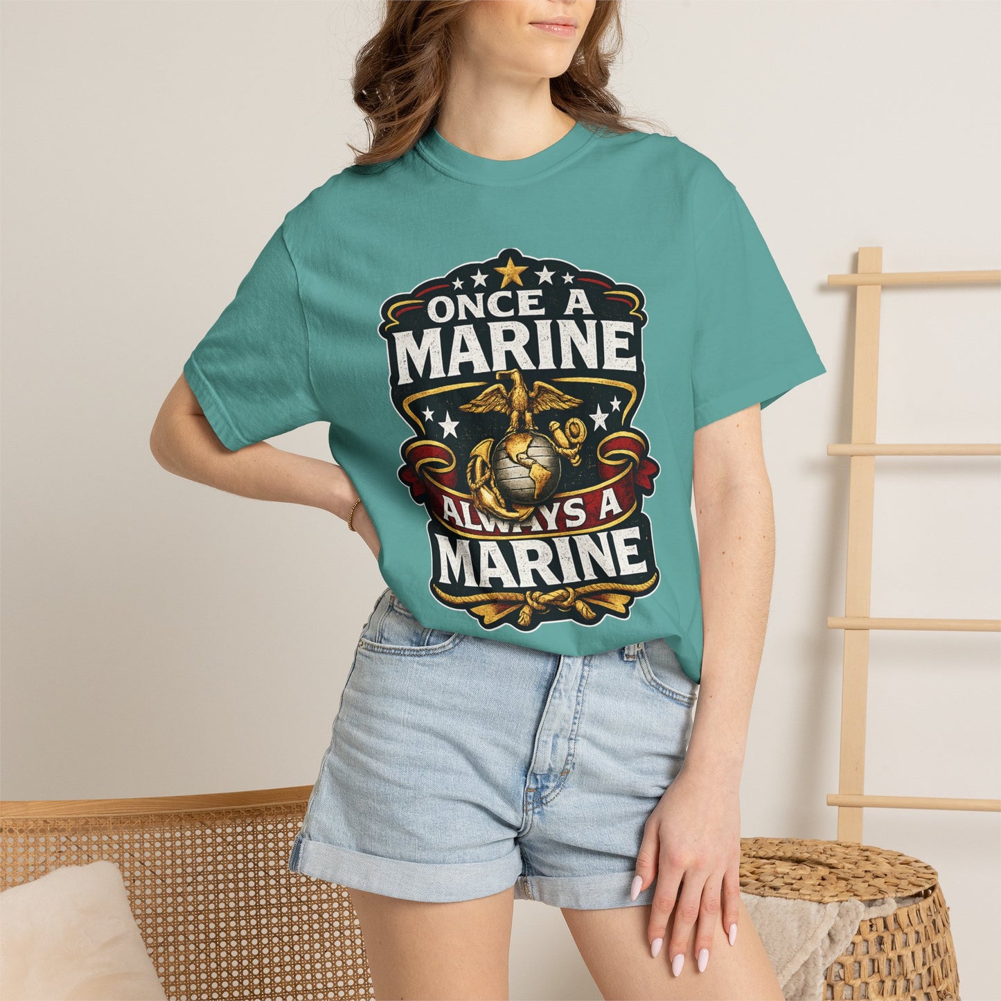 Marine Corps T-Shirt — "Once a Marine, Always a Marine" Emblem Tee