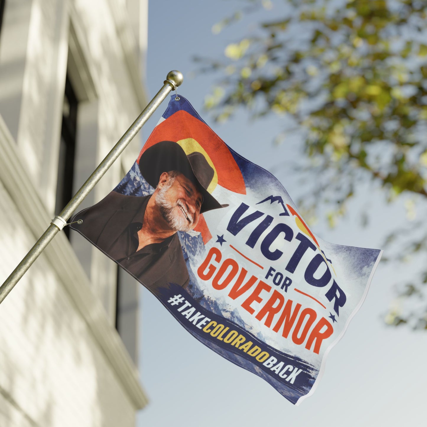 Victor for Governor Double-Sided Flag — Political Campaign Flag