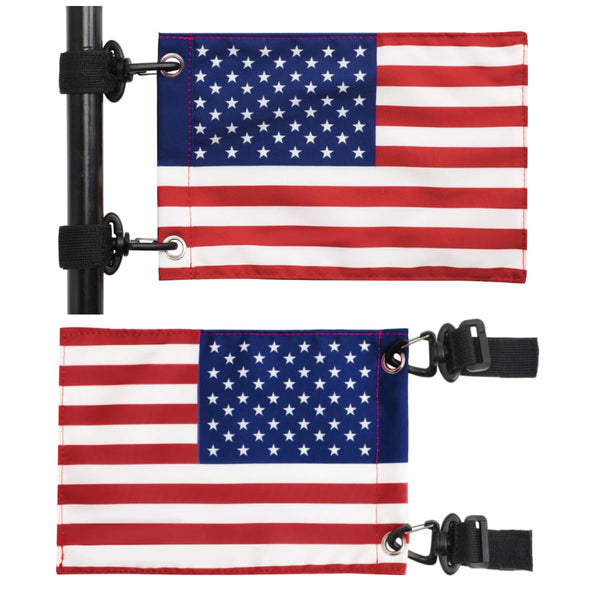 2PCS 6x9 Easy Installation Golf Cart Flags American Flags with Elastic Strap Brackets Mini USA Flag for Golf Cart Boat Bike 4th of July Golf Cart Accessories