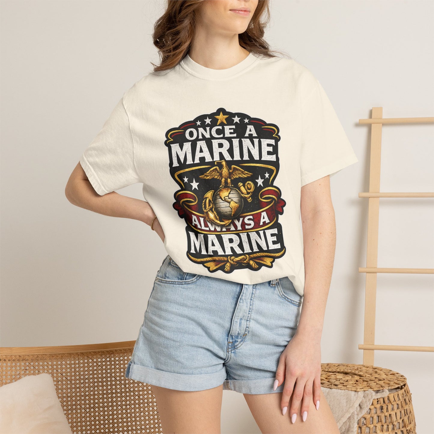 Marine Corps T-Shirt — "Once a Marine, Always a Marine" Emblem Tee