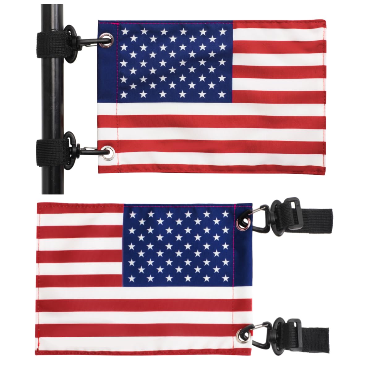 2PCS 6x9 Easy Installation Golf Cart Flags American Flags with Elastic Strap Brackets Mini USA Flag for Golf Cart Boat Bike 4th of July Golf Cart Accessories